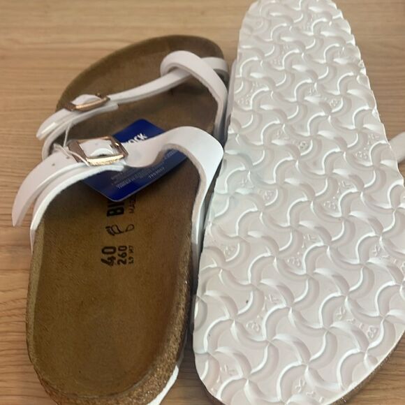 NWT Birkenstock Mayari White Birko-Flor Leather Slide Sandals 9- 9-5 NARROW - Picture 3 of 10